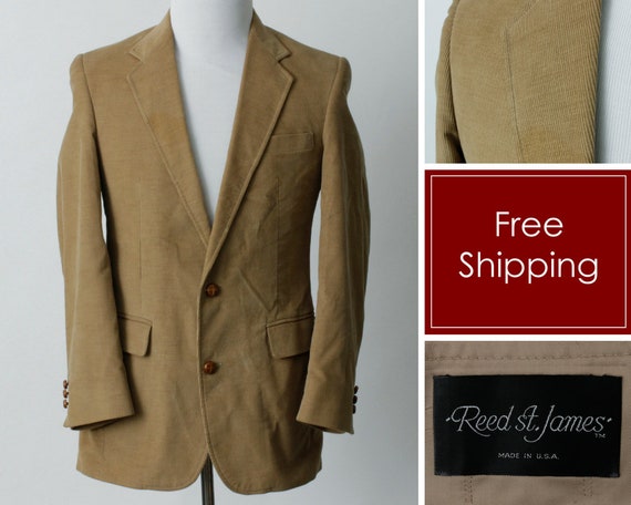 Vintage Men's Corduroy Blazer Jacket Suit Coat Spo