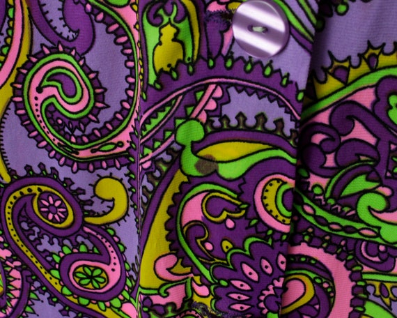 Vintage 80's Dress Women's Paisley Neon 60's Vibe… - image 6