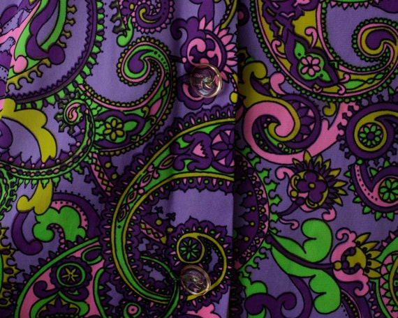 Vintage 80's Dress Women's Paisley Neon 60's Vibe… - image 7