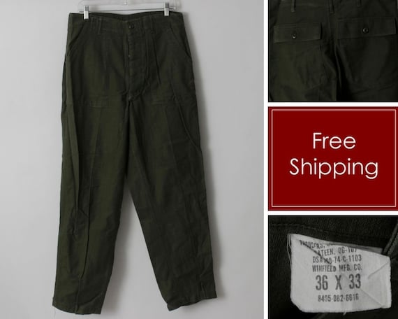 Vintage 70's US Army Pants Men's Sateen Vietnam Era 1974 Vintage 70's US Army Pants Men's Sateen Vietnam Era 1974