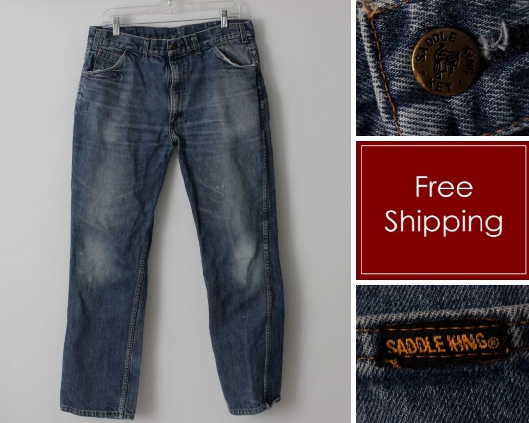 Vintage 90s Saddle King Jeans Blue 34 X 30 Jean Western Retro 80's Men