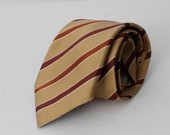 Corbata Vintage 90's Christian Dior Tie Gold Maroon Stripe - 90's Retro 57 pulgadas