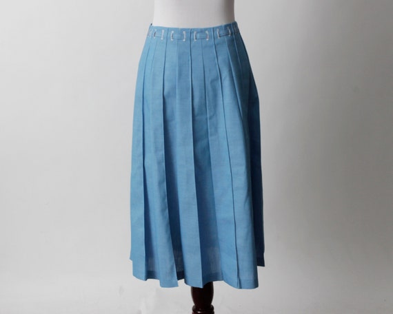 VIntage 80s LL Bean Skirt Women's Blue Buttons Pr… - image 7