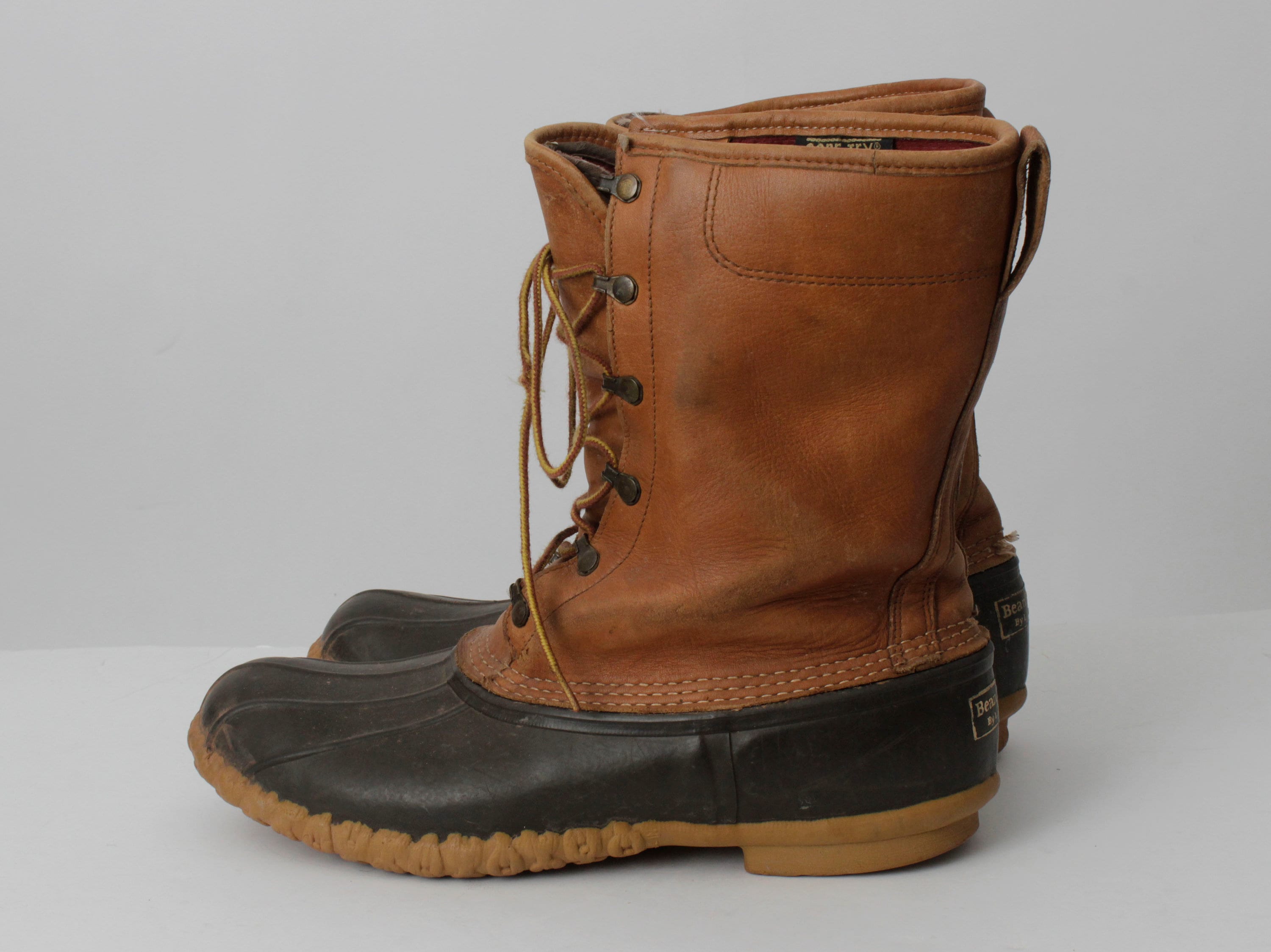 L.L. Bean Men’s Size 14.0 M Unlined 8” Brown Leather Duck Boots Lace Up Classic LL Bean Men 10 Bean Boots Leather Rubber Duck Bean US… - Gem main image 4
