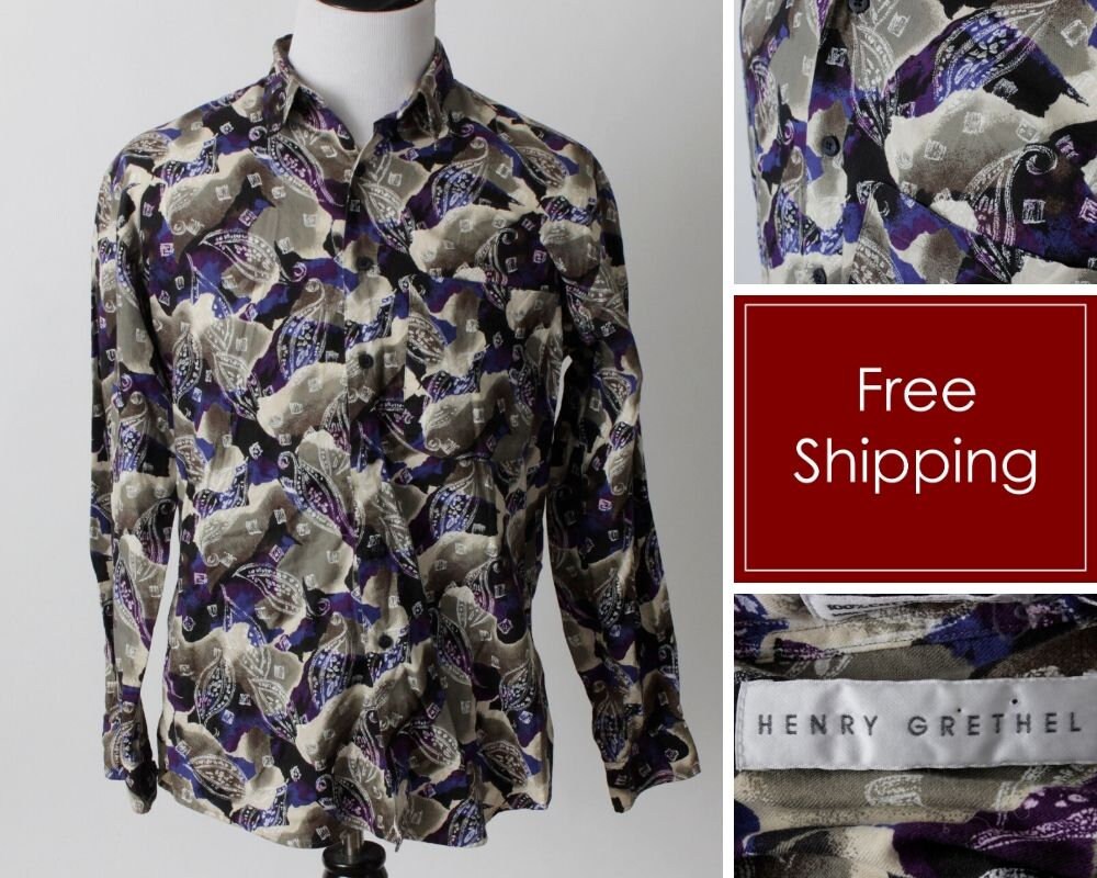 Vintage 90s Shirt Abstract Men's Ugly 