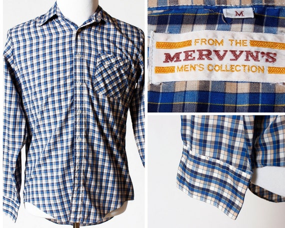 Vintage Men's Gingham Shirt 80's Mervyns Medium M | Etsy