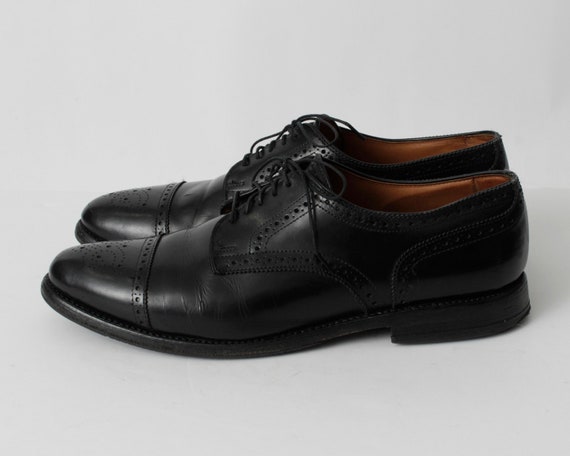 Allen Edmonds Shoes Black Brogue Wingtip Shoe Sanford Size  display picture 1