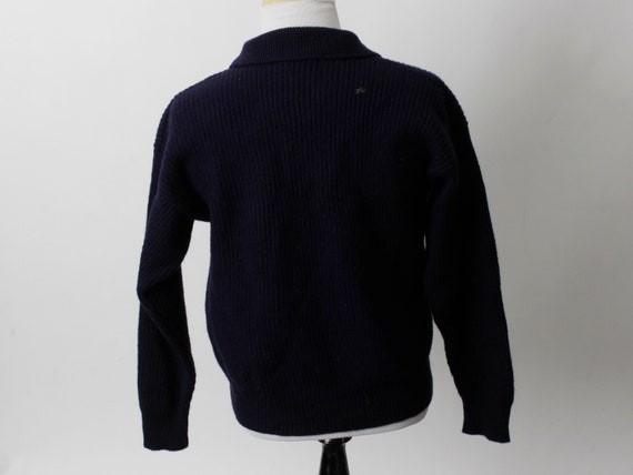 Vintage 80s Wool Gap Sweater Men's Navy Blue Ribb… - image 6