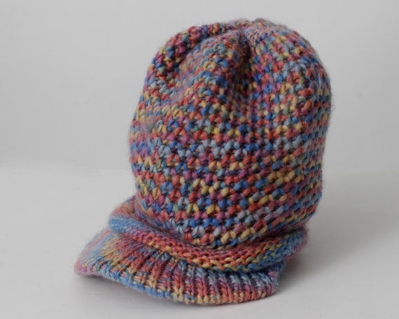 Vintage Beanie Hat Knit Color Snowboard 