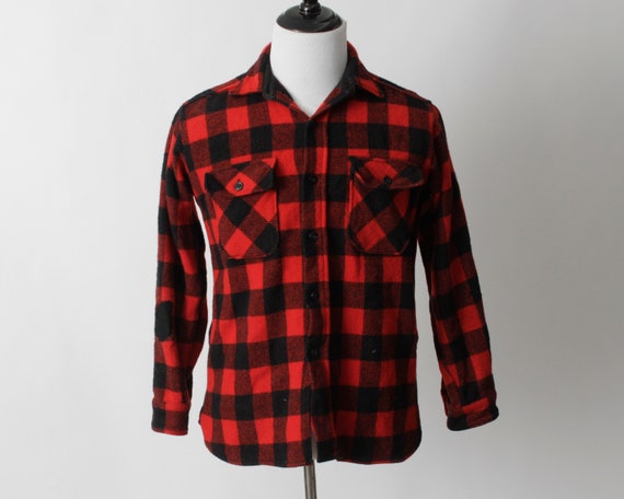 Vintage 40's Buffalo Plaid Wool Shirt Winter King… - image 2