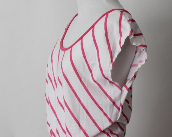 Vintage 80s Romper Women's Pink White Stripe Romp… - image 4