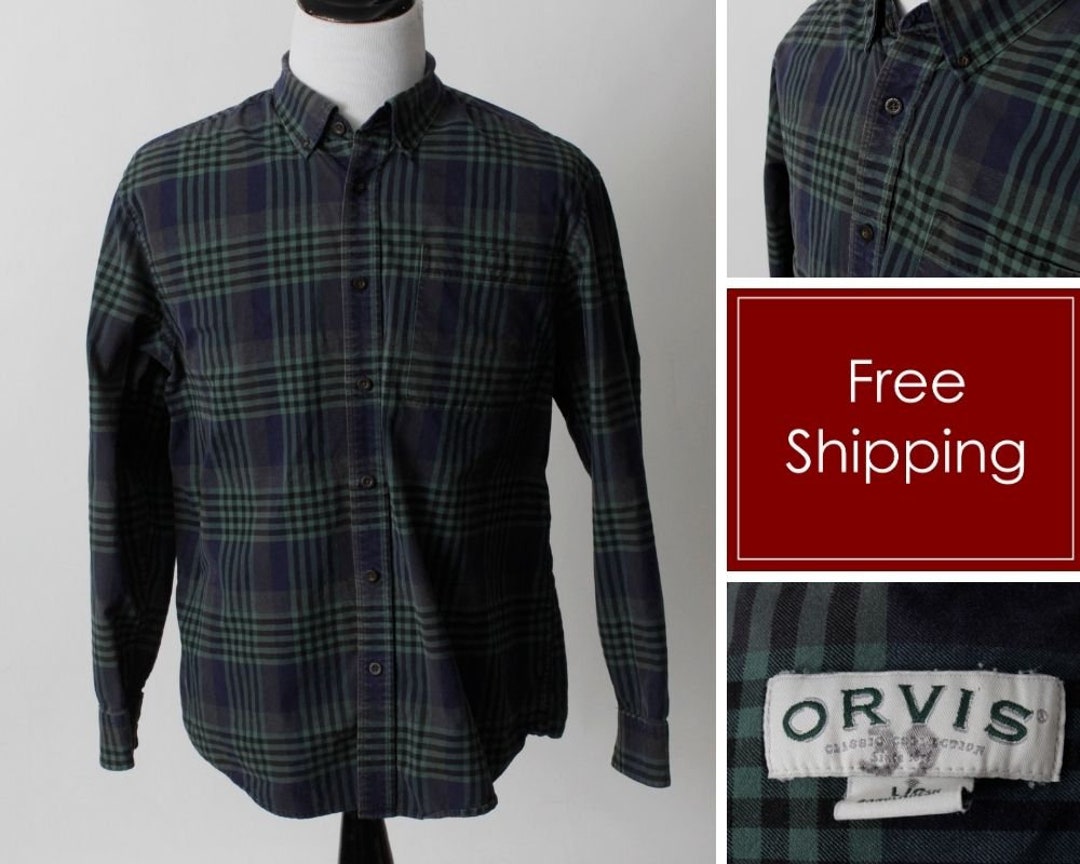 Buy Vintage 90s Orvis Shirt Men's Plaid Long Sleeve Blue Green 90's Retro  Large L Online in India 