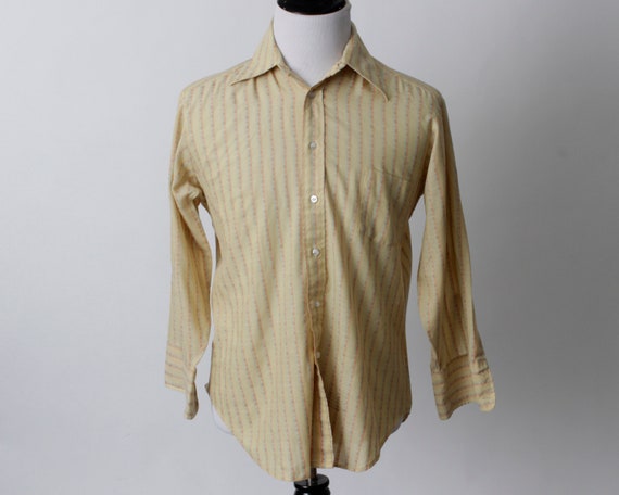 Vintage 70s Shirt Men's Sears Men's Yellow Red Bl… - image 2