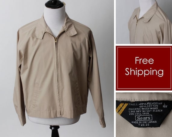 Vintage 80s Windbreaker Jacket Men's Harrington S… - image 1