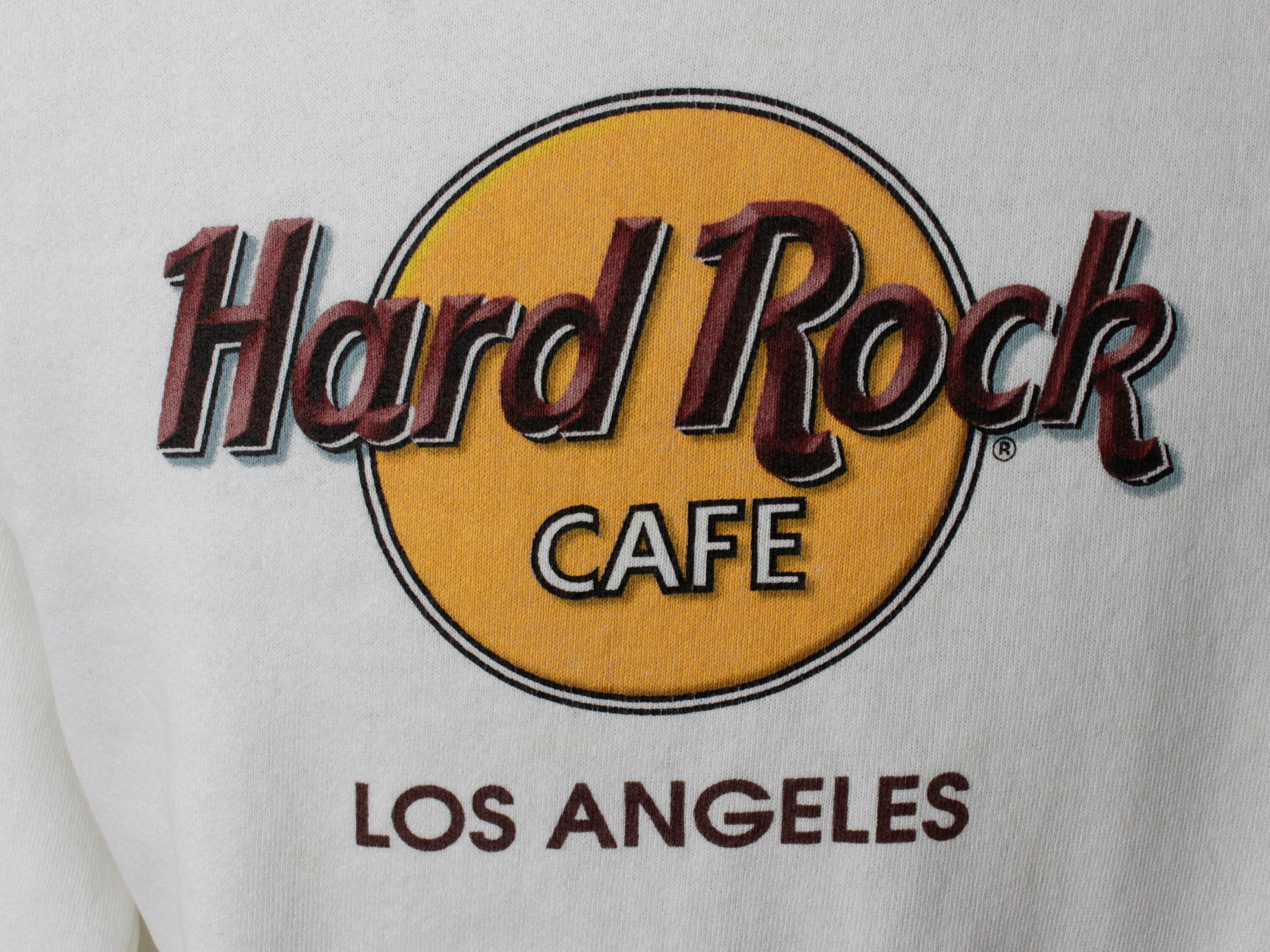 Vintage 90s Hard Rock Cafe Sweatshirt Los Angeles White Sweater 