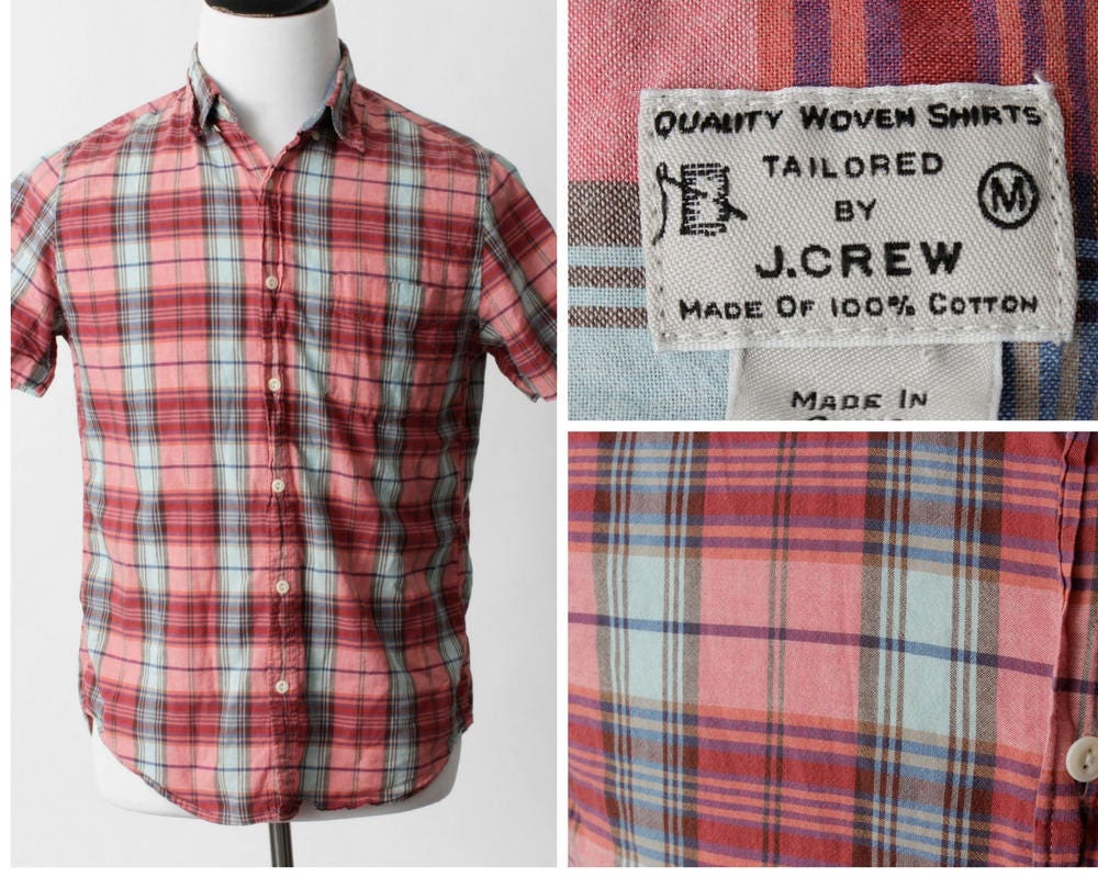 Men's J Crew Plaid Shirt Short Sleeve 