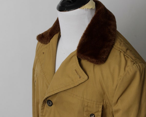 Vintage 70s Coat Men's Faux Fur Pimp Brown Belt C… - image 4