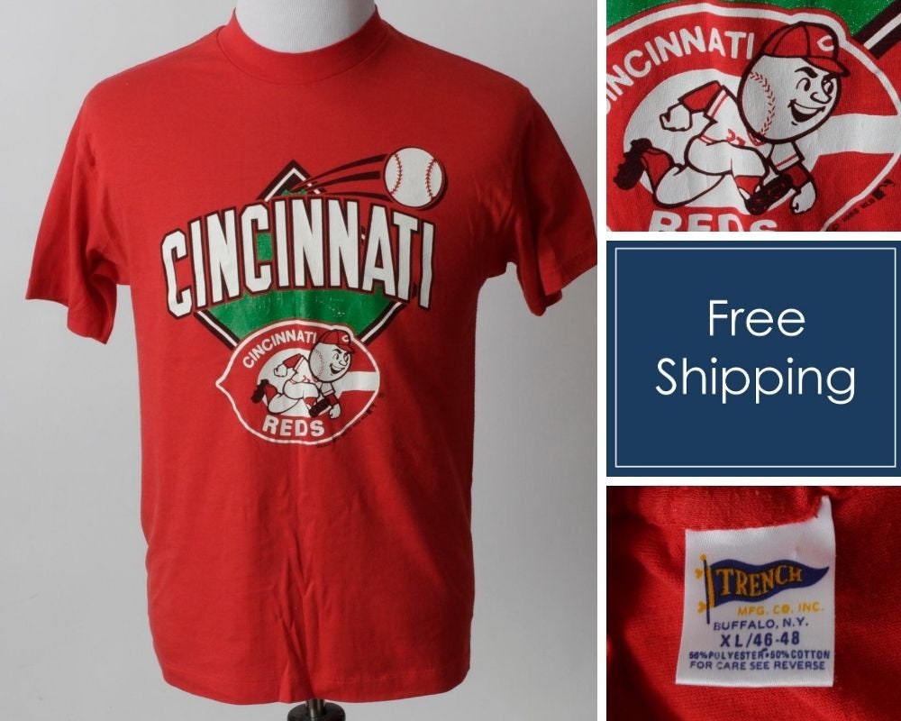 Vintage 80s Cincinnati Reds T Shirt Tee Baseball MLB Ohio OH 