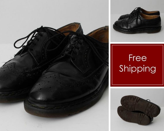 Vintage Dr Martens Shoes Wing Tip Wingtip Black Z… - image 1