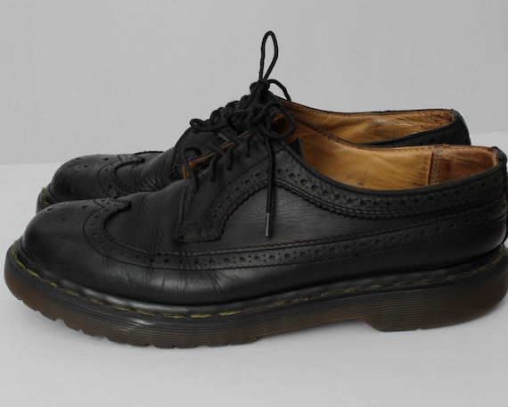 Vintage 90s Dr Martens Shoes Wing Tip Wingtip Black Zoot
