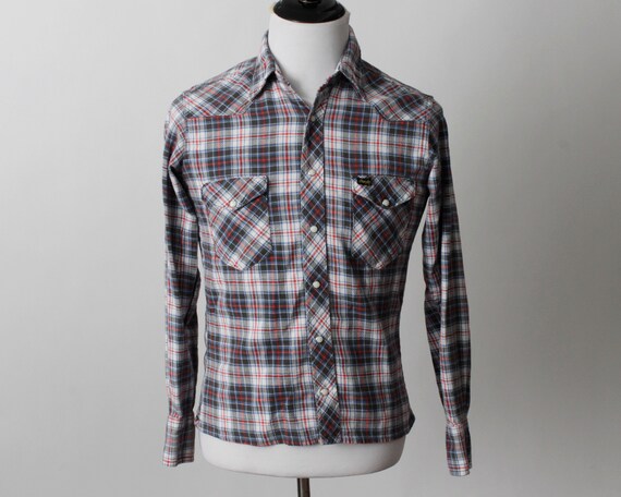 Vintage Men's Shirt Wrangler Plaid Western Cowboy… - image 2