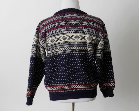 Vintage 90s LL Bean Fair Isle Sweater Wool Norwegian Red White