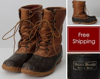 Vintage LL Bean Boots Men's Leather Duck 12 US - Retro UK 11.5 Eur 45 Made in the usa