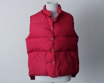 Gilet Vintage En Duvet D'oie Lands' End Beige - Taille L, Sans Manches, Occasion Bon état