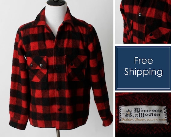 Vintage 50s Buffalo Plaid Jacket Coat Cruiser Mack