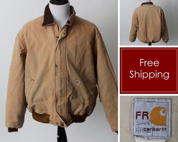 Vintage 90s Carhartt Jacket Distressed Work Chore… - image 1