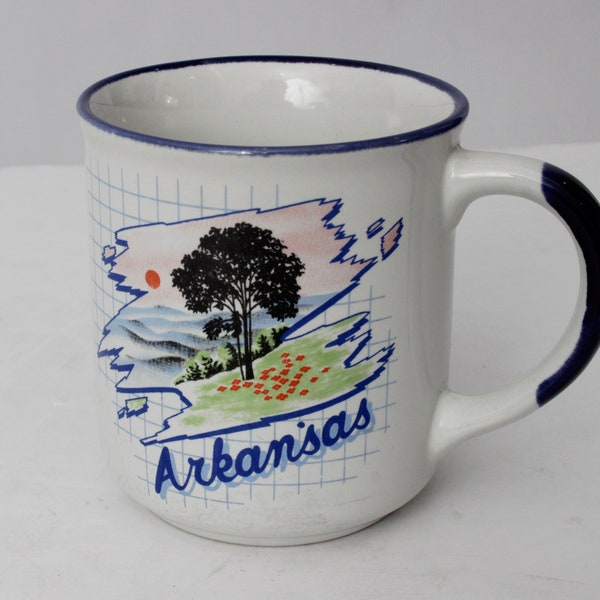 Vintage 80s Arkansas Mug Coffee Cup State Info AR - 80's Retro