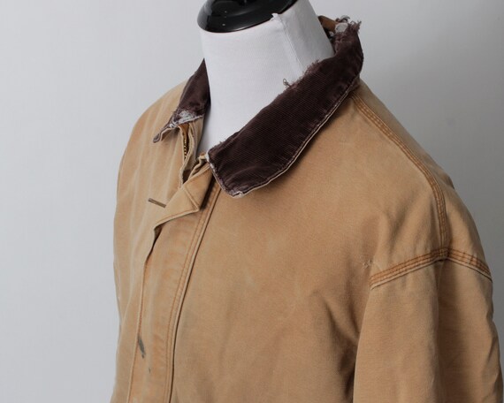 Vintage 90s Carhartt Jacket Distressed Work Chore… - image 3