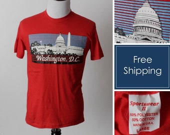 Vintage 80s Washington DC D.C. T Shirt Tee Capitol - 80's Retro Medium M Made in the USA