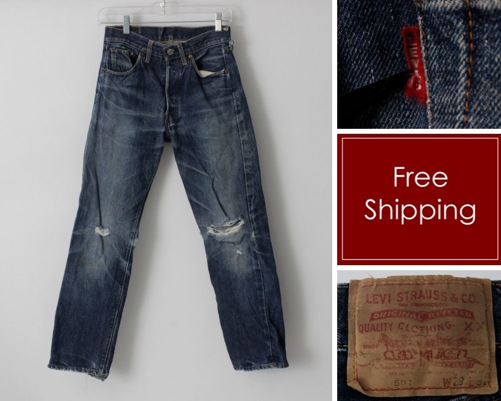 Vintage 1960's Big E Levi's 501 Jeans Button Fly Levi Blue