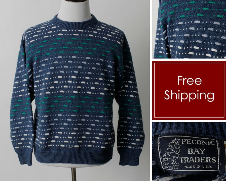 RA RE Herren Pullover KARO in Blau Weiß Größe L: RA RE Herren Pullover KARO in Blau Weiß Größe L: