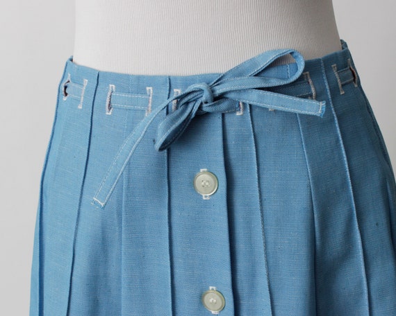 VIntage 80s LL Bean Skirt Women's Blue Buttons Pr… - image 3