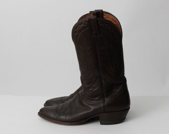 Vintage 80s Cowboy Boots Nocona Men's Brown Leather Size 10 - 80's Retro