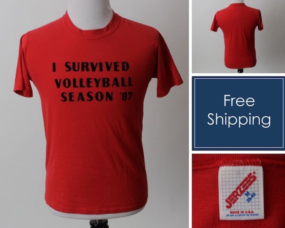 Vintage 80s Volleyball T Shirt TShirt T-Shirt 198… - image 1