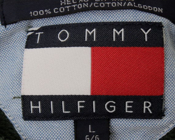 Vintage Men's Sweater Tommy Hilfiger Green Logo -… - image 5