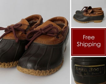 Vintage Damen LL Bean Duck Boots Rain Rubber Moc - 90er Jahre Retro US Size 6 eu 36 37 uk 4/26 cm Made in den USA