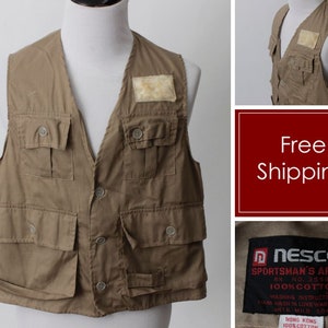 Vintage 90s Fishing Vest Fly Nesco Brown Hunt Fish Hunting Retro 90s Men's  Extra Large XL -  India