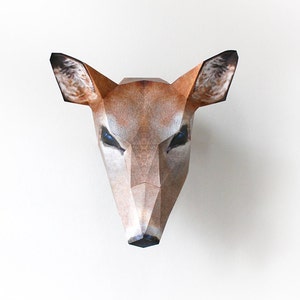Masker herten - masker van bedrukt papier - neptaxidermie - milieuvriendelijke gerecyclede kaart dierenhoed - papieren masker ambachtelijke kit - leuke bosmuurkunst