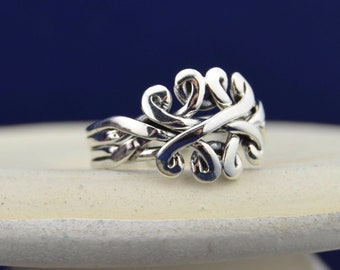 Piece Sterling Silver Puzzle Ring in Sizes 6, 7, 8, 9, 10