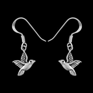 Sterling Silver Flying Bird Dangle Earrings