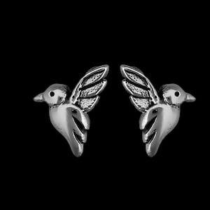 Tiny Sterling Silver Hummingbird Stud Earrings