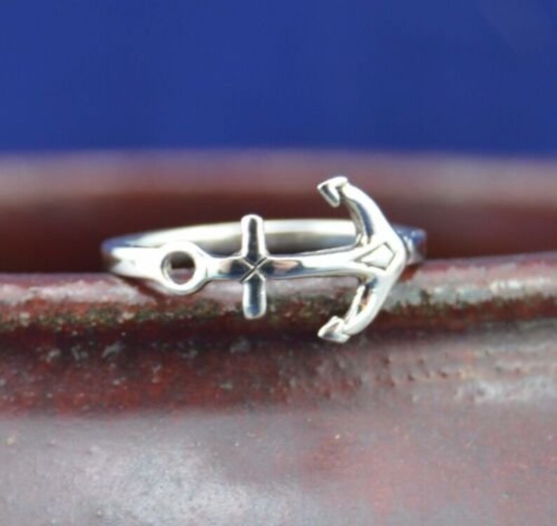 Anchor Ring 925 Sterling Silver Sizes 4-9 Maritime Symbol of Strength and Stability image 3