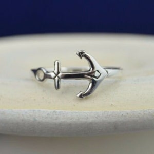 Anchor Ring 925 Sterling Silver Sizes 4-9 Maritime Symbol of Strength and Stability image 1