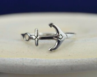 Anchor Ring • 925 Sterling Silver • Sizes 4-9 • Maritime Symbol of Strength and Stability