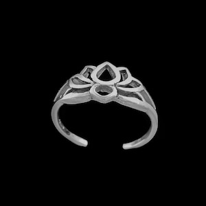 Adjustable Sterling Silver Lotus Flower Toe Ring - Foot Jewelry