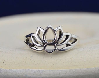 Bague fleur de lotus en argent sterling exquise - Symbole de pureté et de renaissance